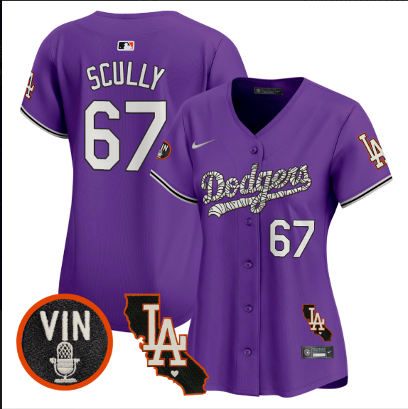 Women Los Angeles Dodgers #67 Scully 2025 purple Limited Stitched Jersey